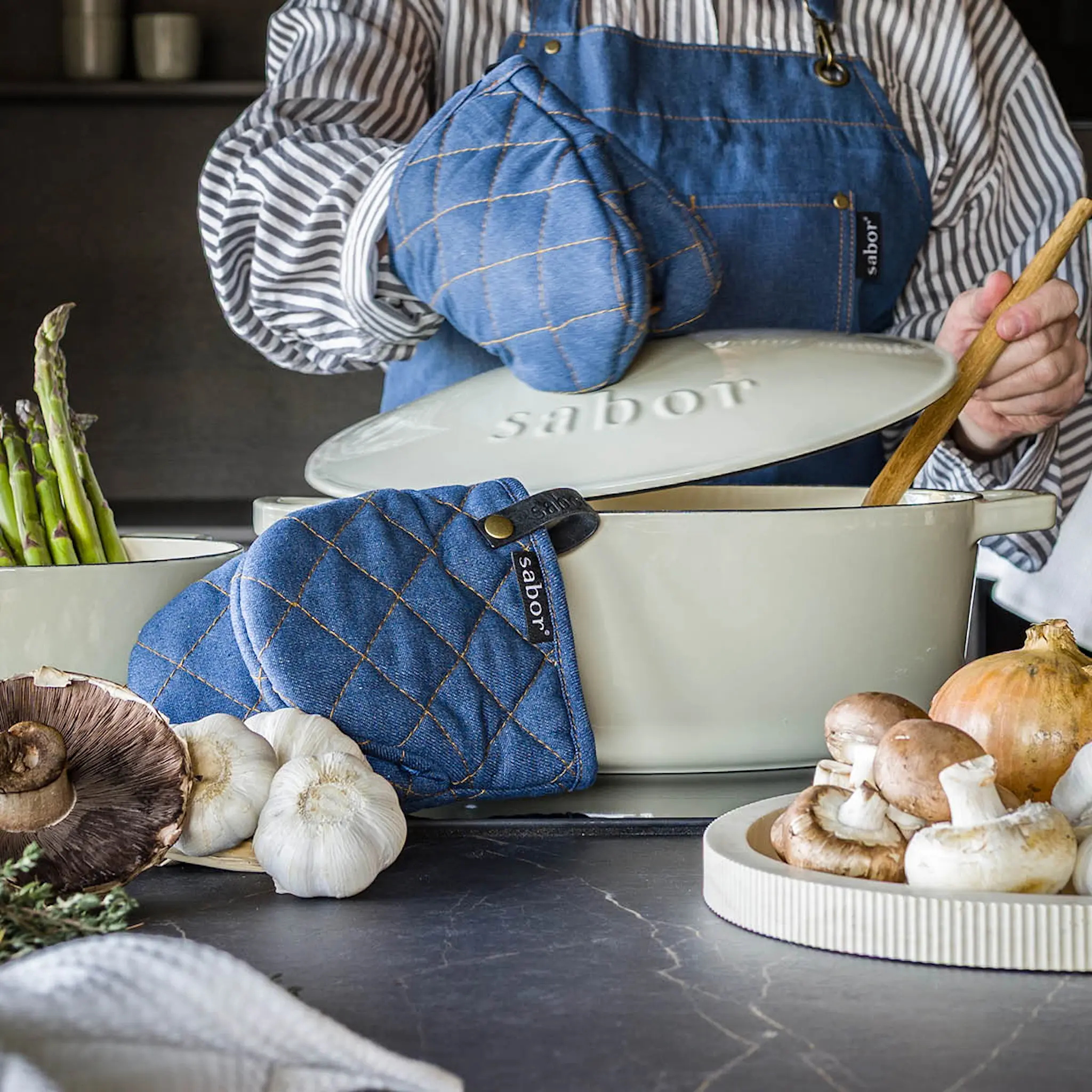 Sabor Home förkläde 85x70 cm blå