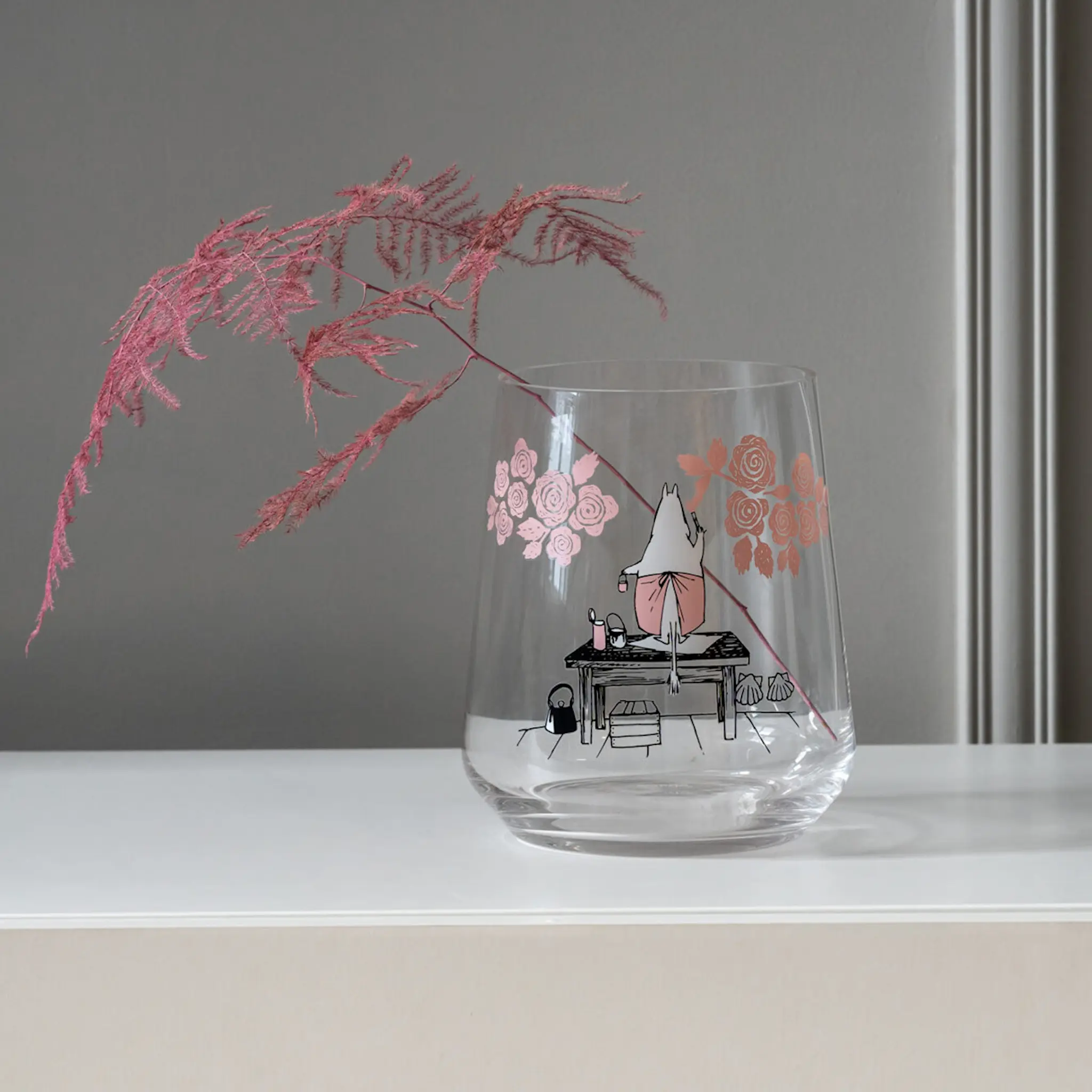 Muurla Mumin vas/lykta 18 cm rosor