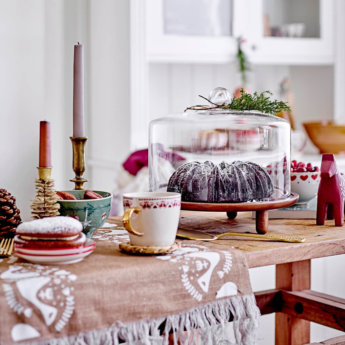 Bloomingville Yule skål 2-pack 50 cl grön/natur julmotiv