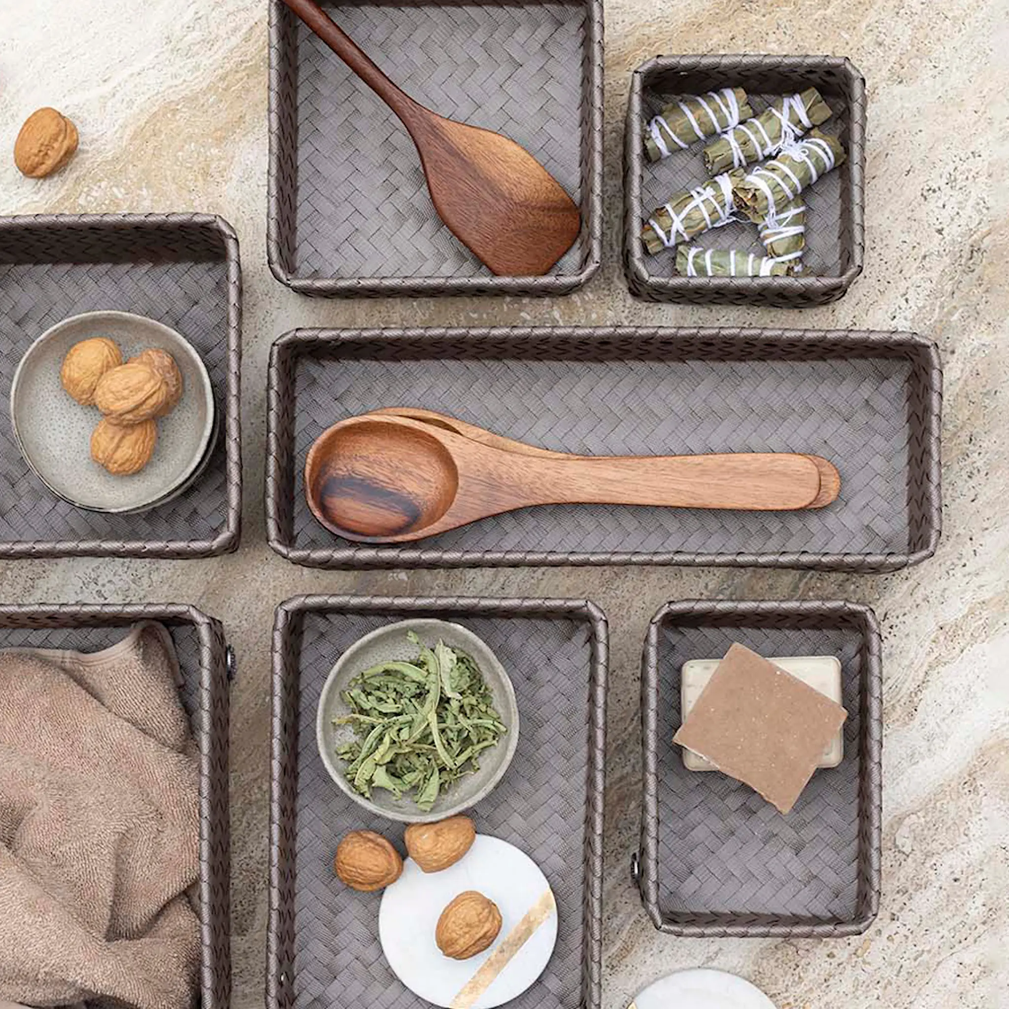 Handed By Fit liten oppbevaringskurv 18x12x7 cm taupe