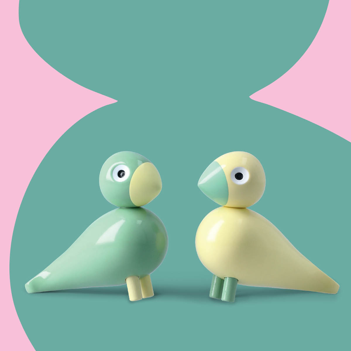 Kay Bojesen Denmark Songbird 2026 Puulintu 6 cm 2 kpl Keltainen/Vihreä