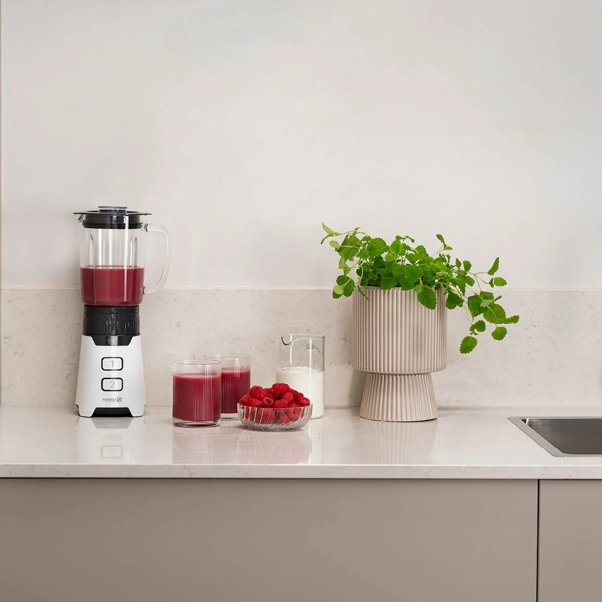 OBH Nordica Minimix blender med glaskanna 400W vit/grå