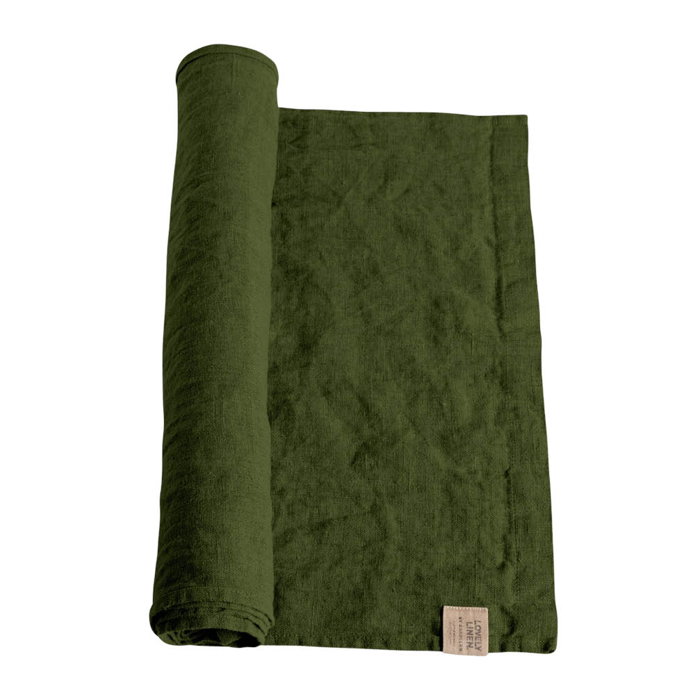 Lovley Linen Lovely bordløper lin 47x150 cm Jeep Green