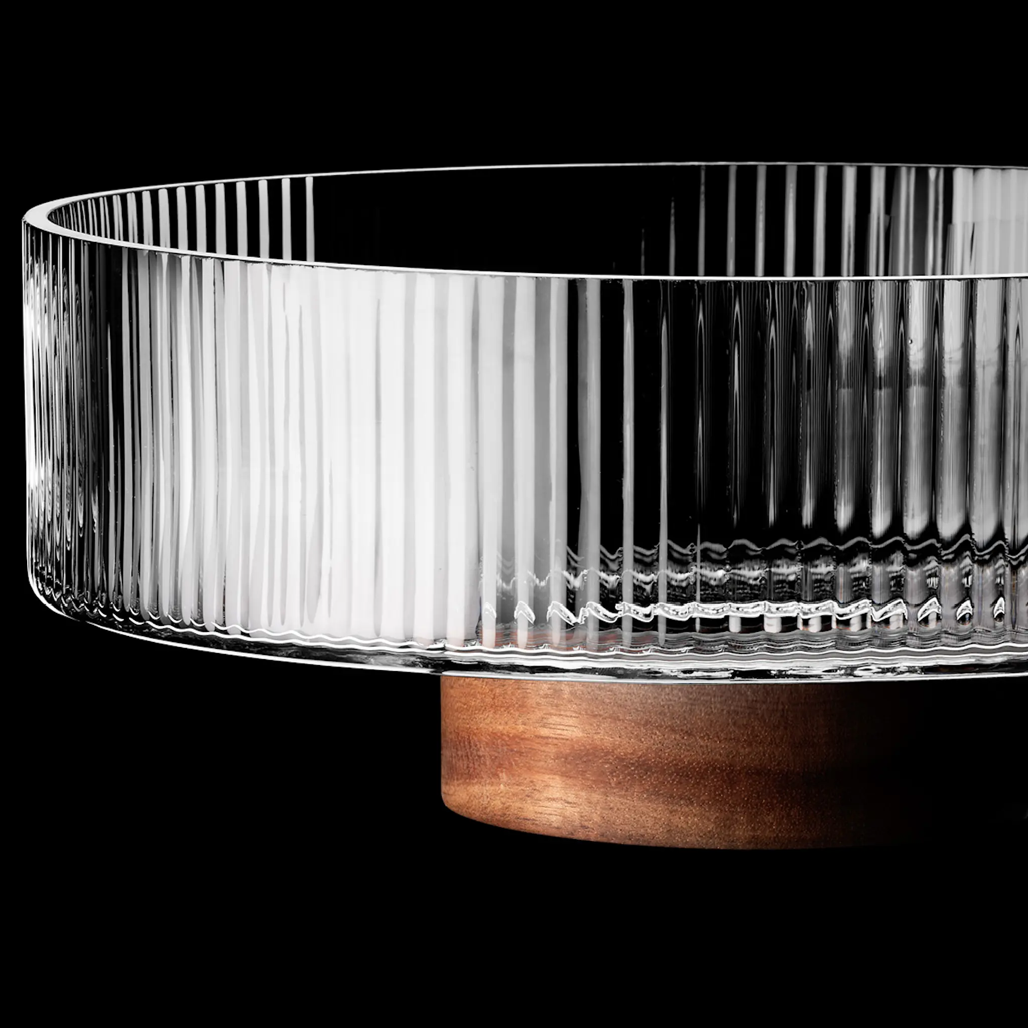 Maku Kitchen Life Maku Tarjoilukulho uurretulla lasilla 26 cm Kirkas/Puu