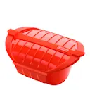 Djup ångkokare för mikrovågsugn 3-4 port. röd