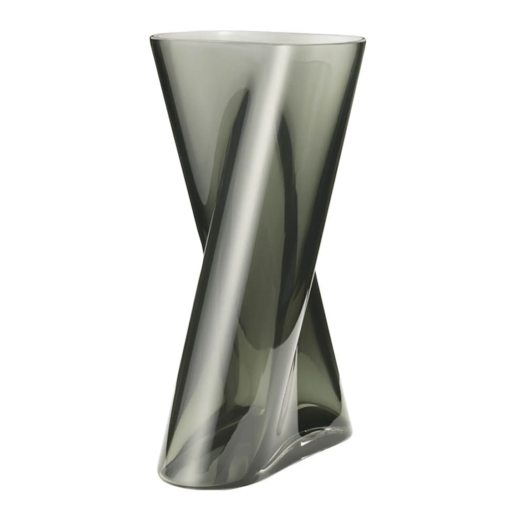 Georg Jensen Lituus vase stor 32 cm røkfarget glass