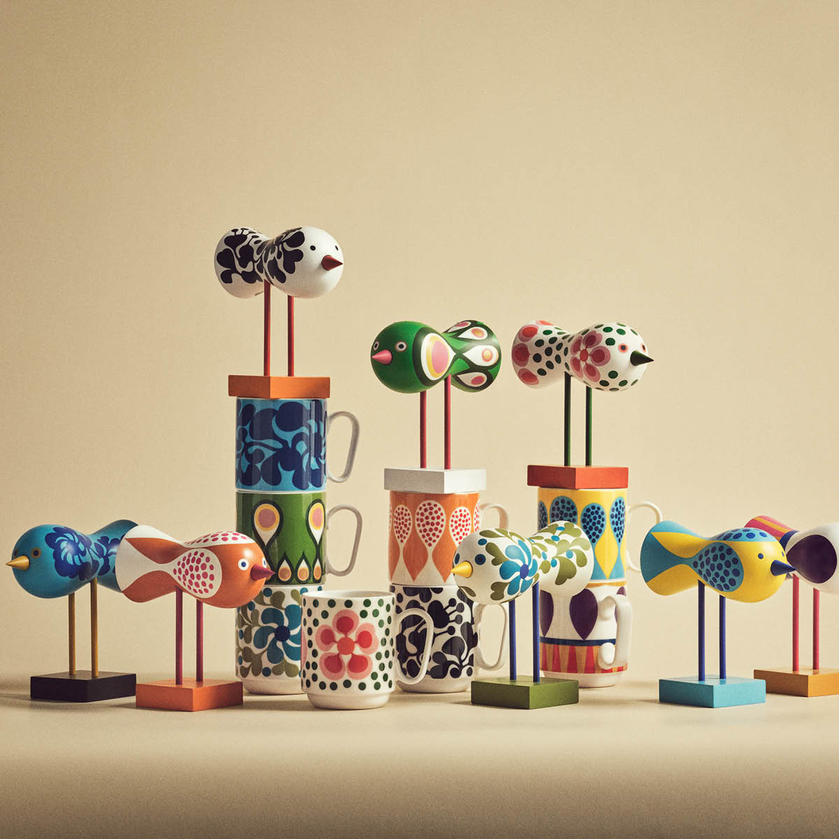 Design House Stockholm Birds 1967 no 8 krus 35 cl multi