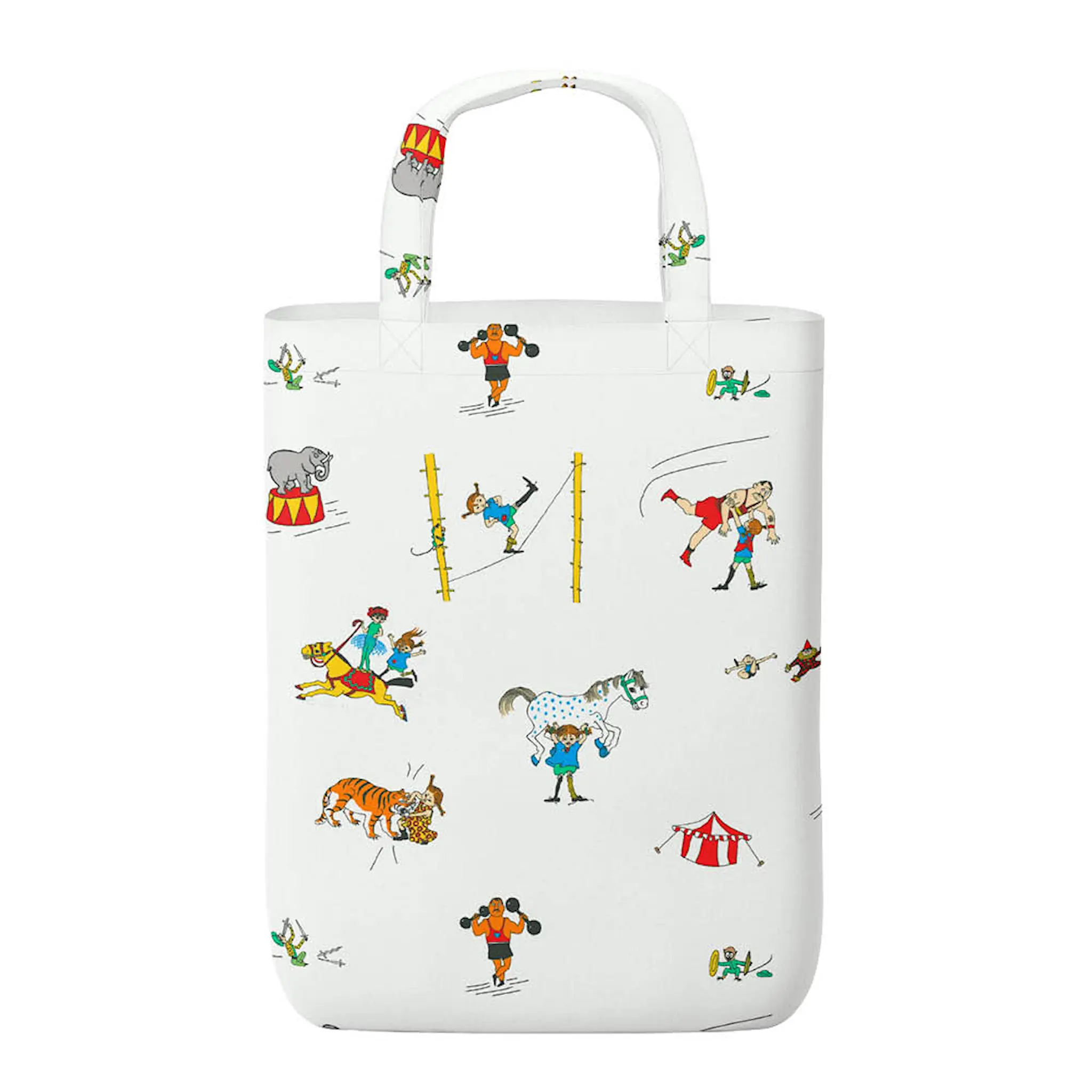 Arvidssons Pippi På Cirkus tygkasse 32x40 cm vit