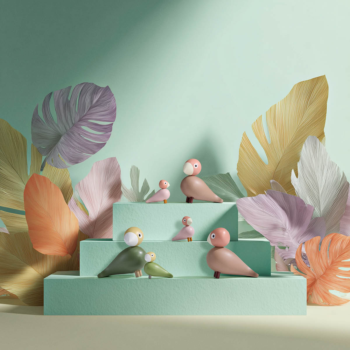 Kay Bojesen Denmark Fågelpar Liv & Lykke 11 cm ljus rosa