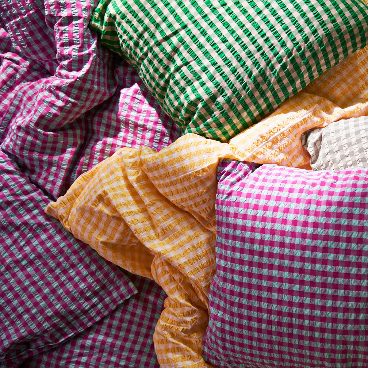 Juna Bæk&Bølge påslakanset 150x210 cm fuchsia/mint