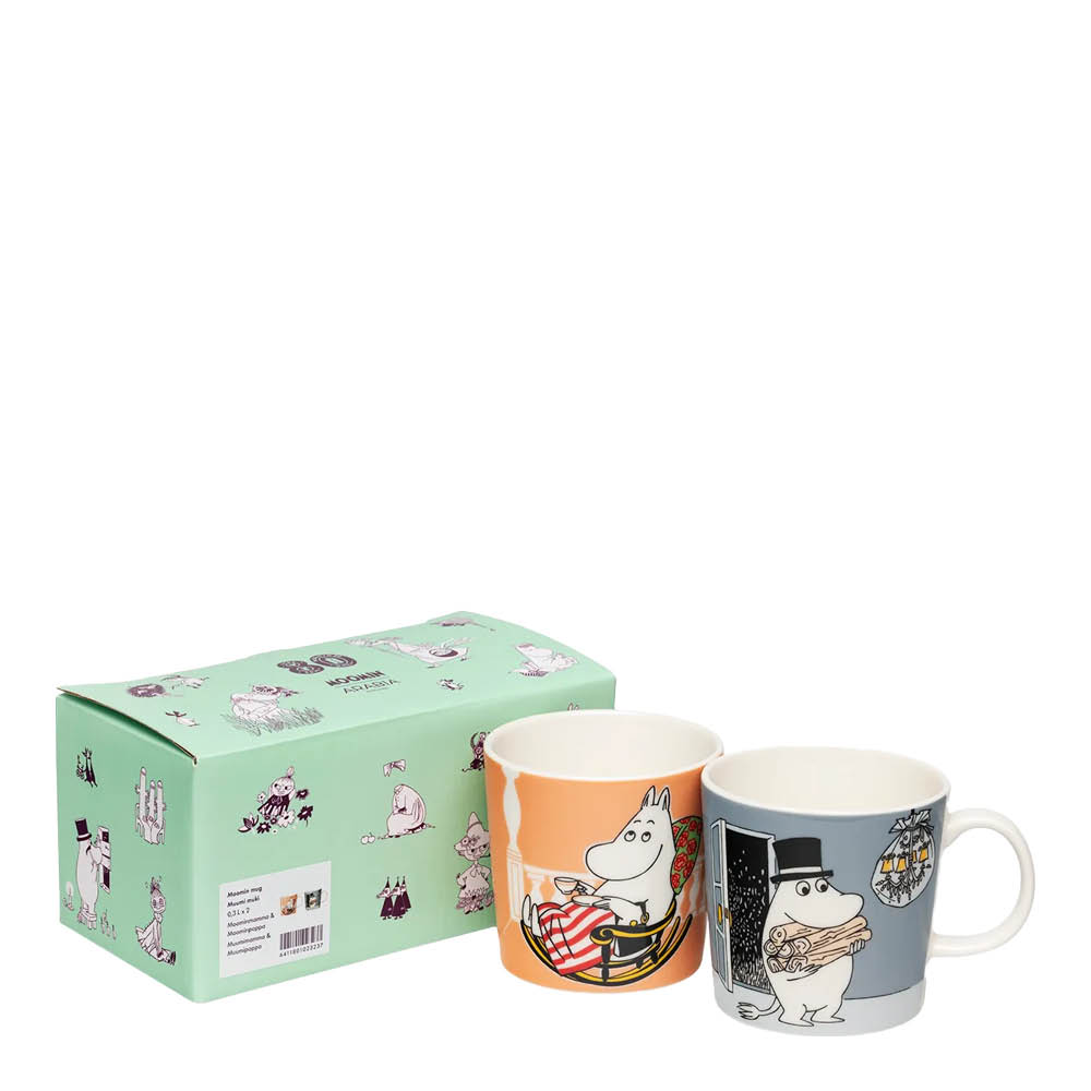 Moomin Arabia Mummikopp 30 cl Mummipappa og Mummimamma 2 stk 80 år