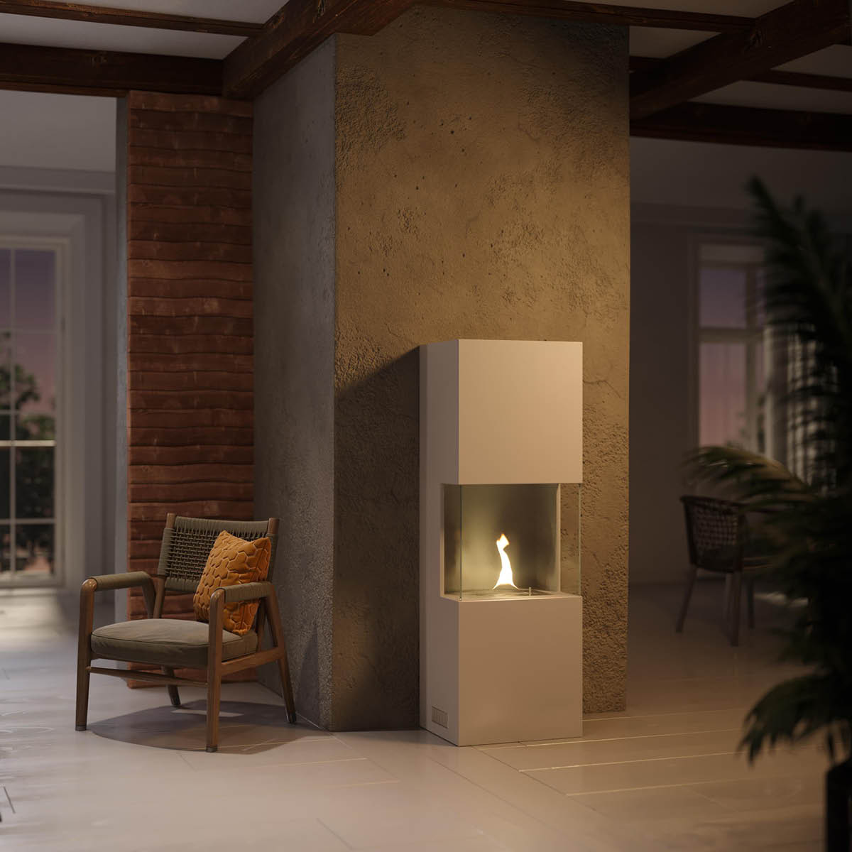 Tenderflame Indie 180 fristående kamin 170 cm 1 L vit