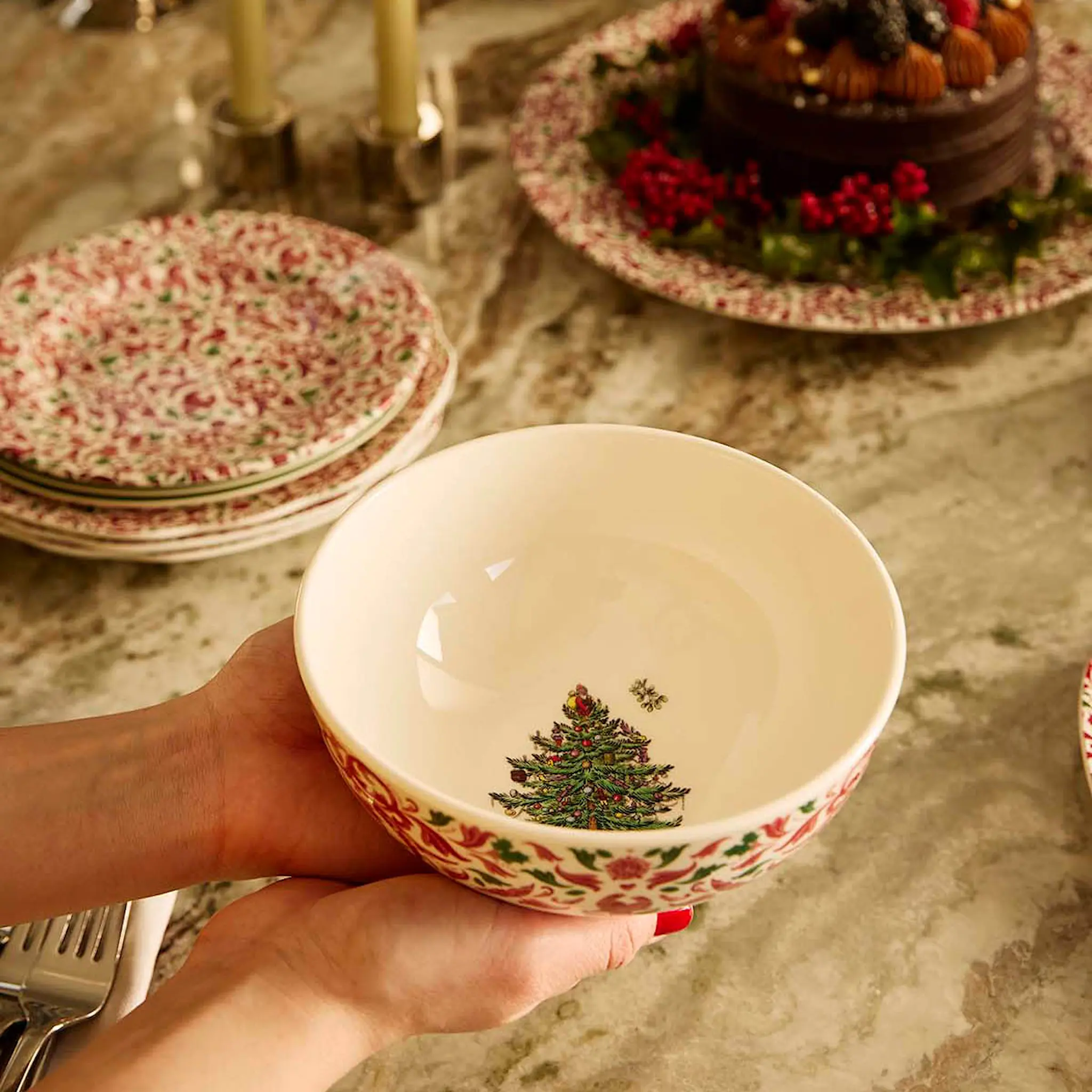 Spode Christmas Tree Yuletide kantlös skål 16,5 cm