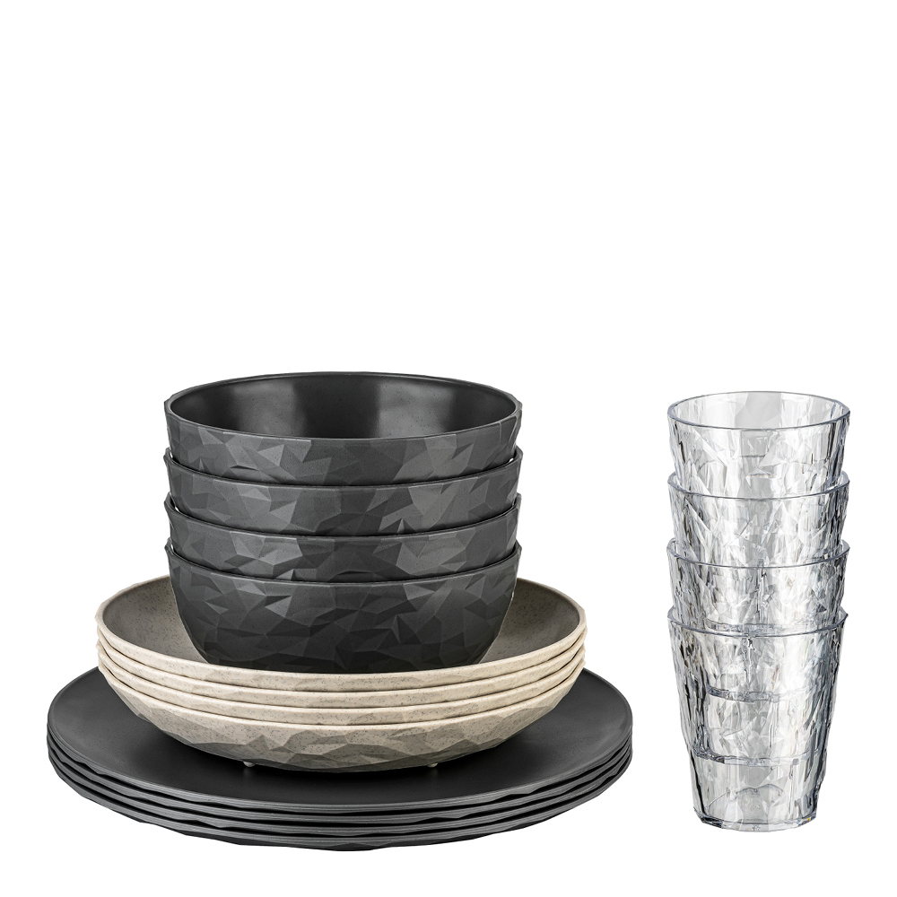 Koziol Club Göteborg servisesett 16 deler mørkegrå/beige