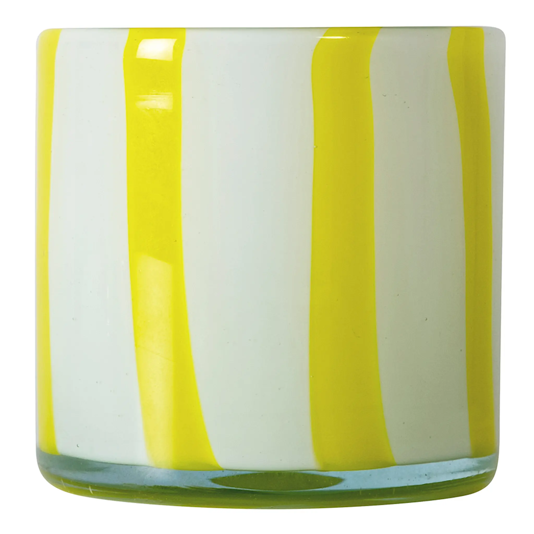 ByOn Calore Ljuslykta 10x10 cm Curve Gul/Vit Randig