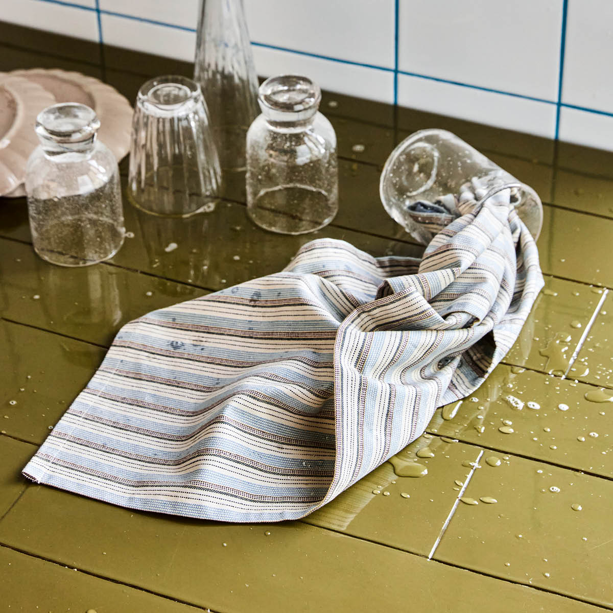 House Doctor Cook kökshandduk 75x55 cm 2-pack blå/sand