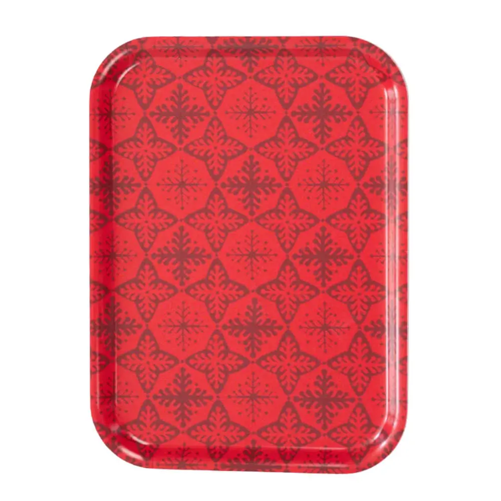 Tarjotin 27x20 cm Lumihiutale Punainen