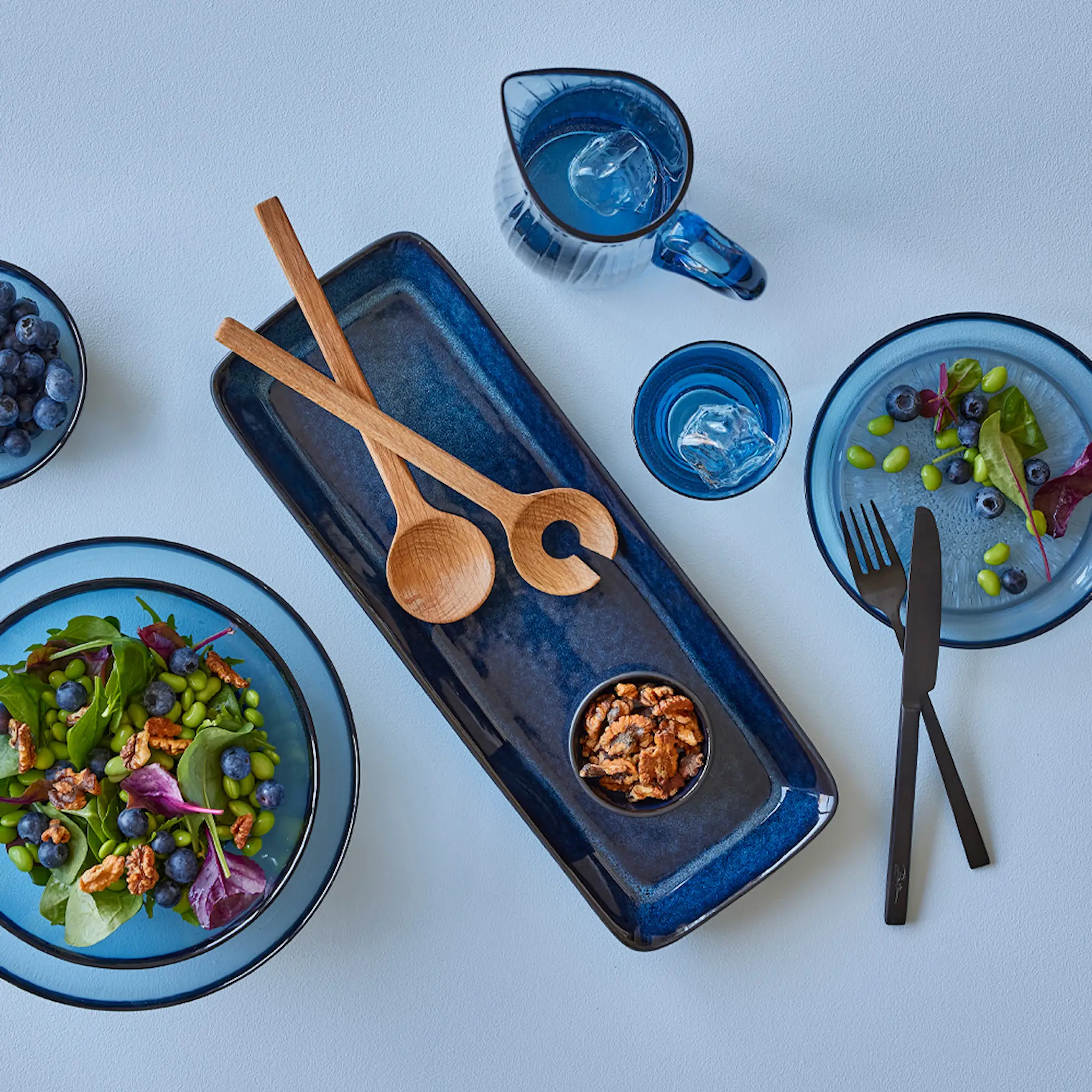 Bitz Serveringsfat rektangulært 39x14 cm blå/svart hover