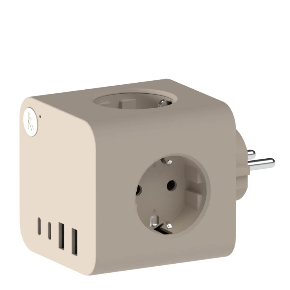 Kreafunk Ampie grenuttag med USB-A & USB-C sand