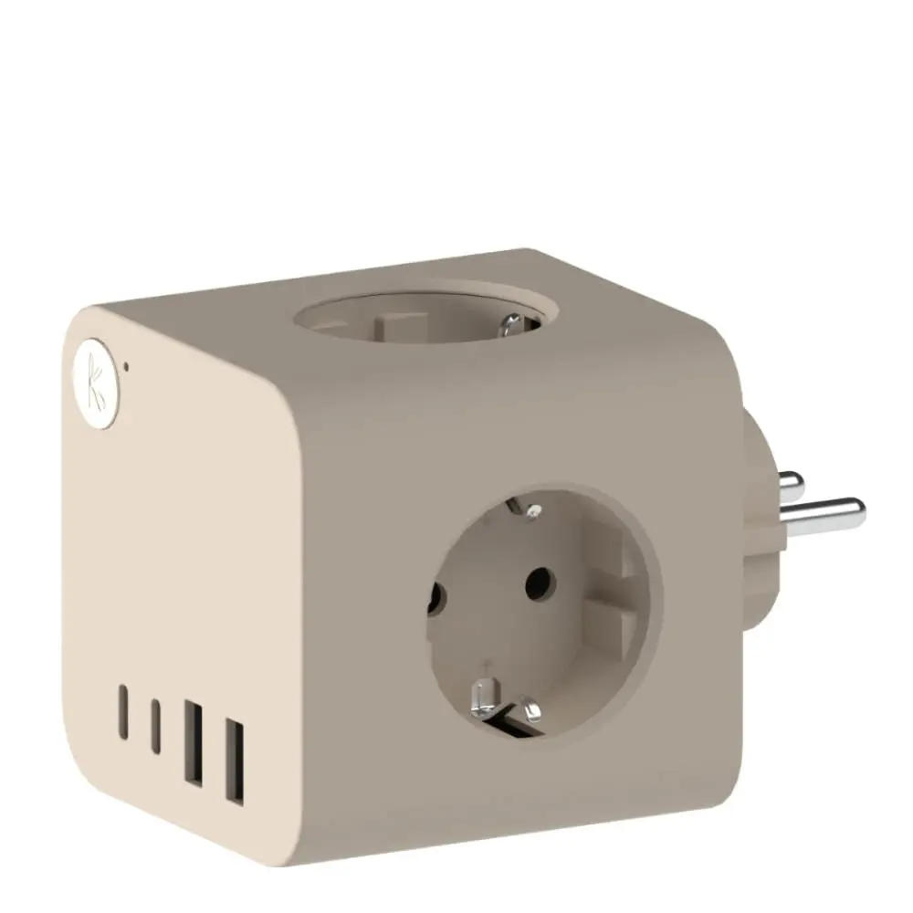 Ampie multistikkontakt USB-A/USB-C sand