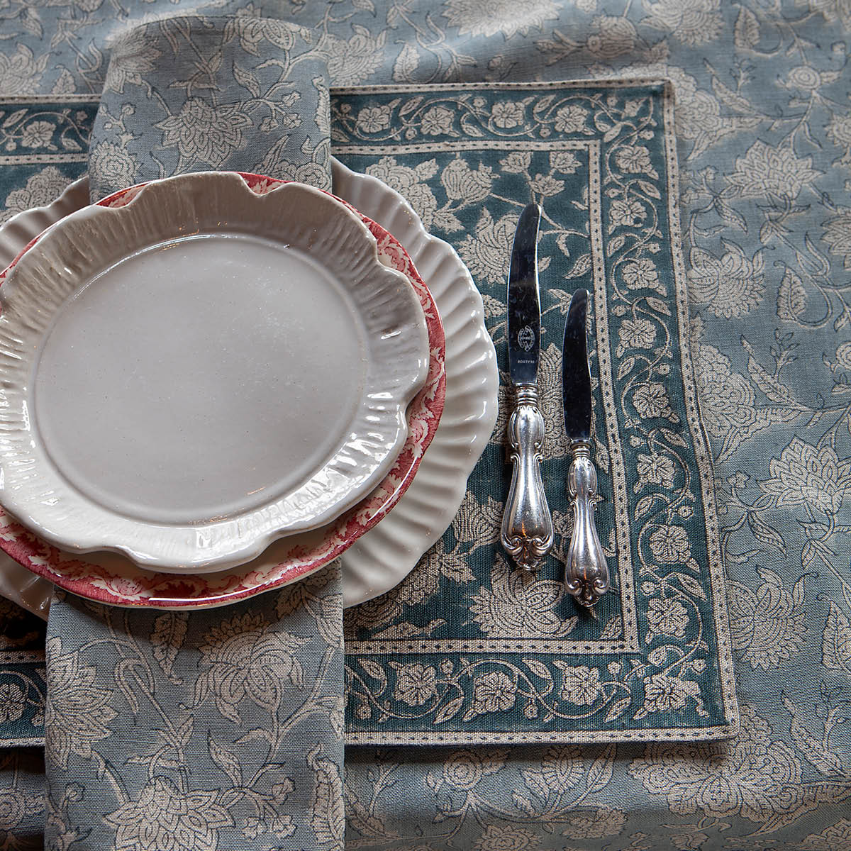 Chamois Indian Rose linserviett 50x50 cm 2 stk dusty blue