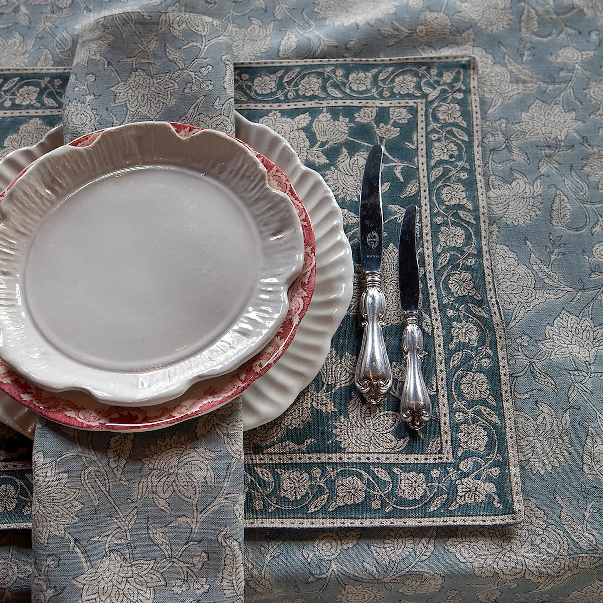 Chamois Indian Rose linserviett 50x50 cm 2 stk dusty blue