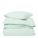 Striped Cotton Percale påslakanset 220x220 cm grön/vit