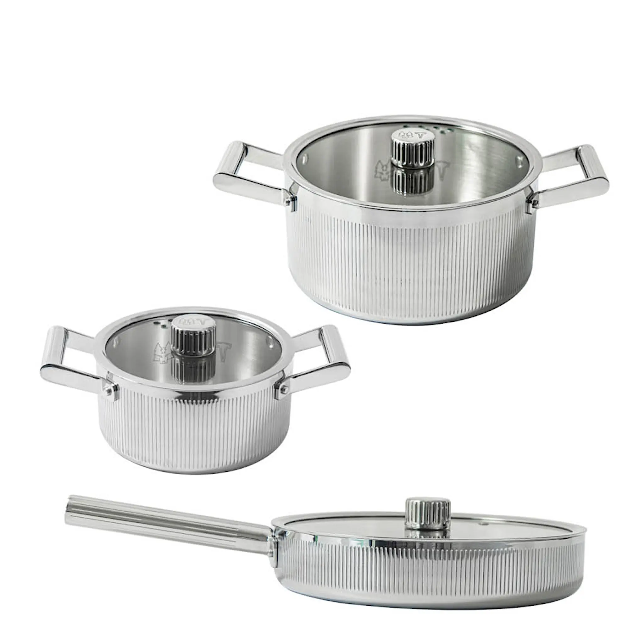 Vargen & Thor Glima grytset 3 delar blankt stål