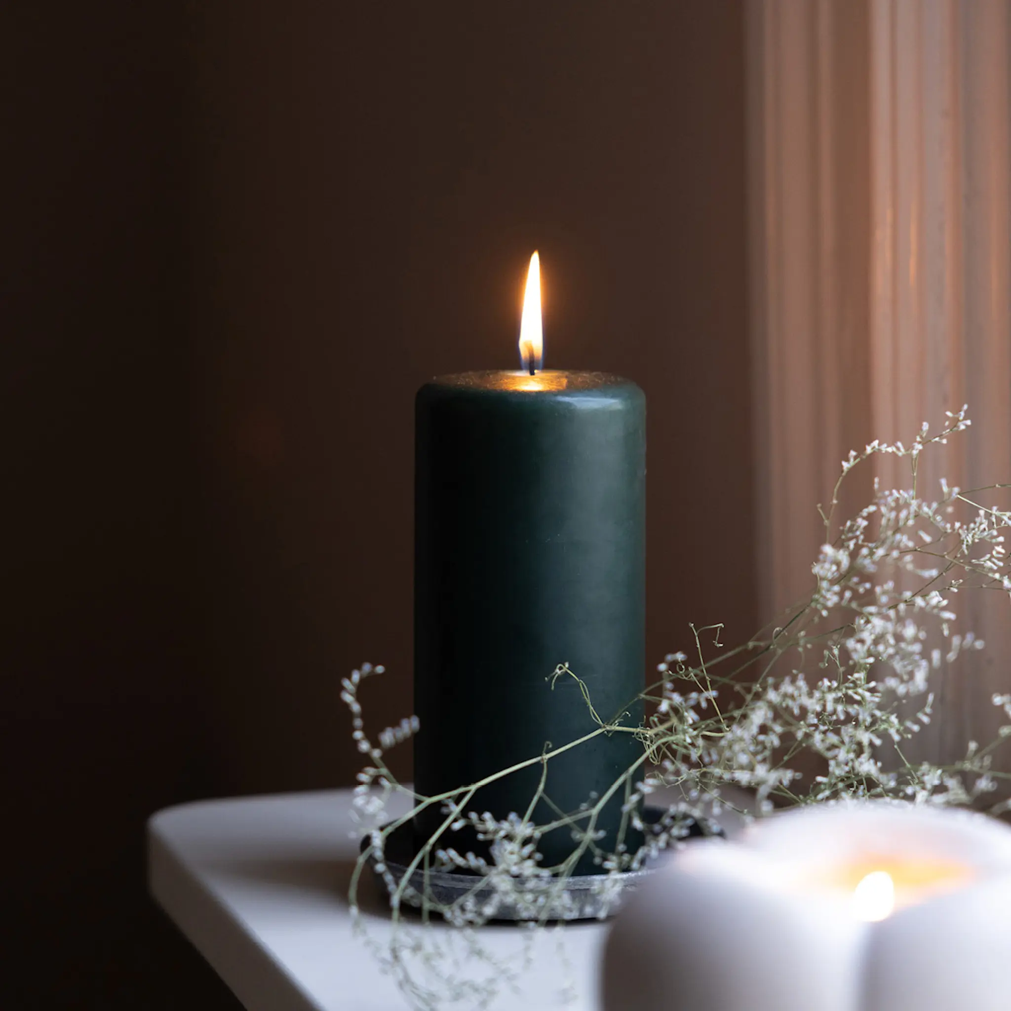 Liljeholmens Pöytäkynttilä steariini 6,8x15 cm Vihreä