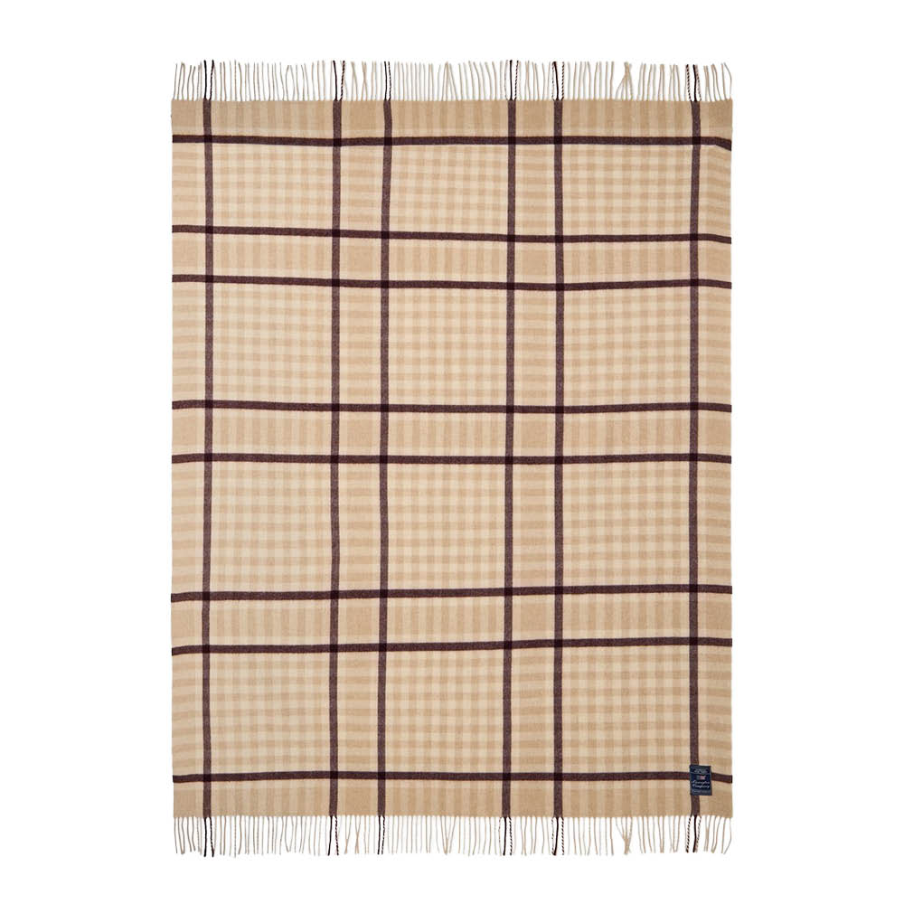 Lexington Rutig pläd ull 130x170 cm beige/fig