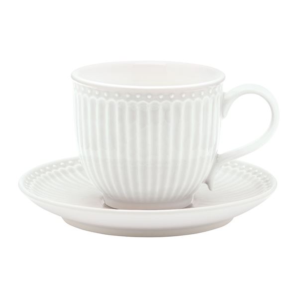 GreenGate - Alice Kuppi ja aluslautanen 20 cl White