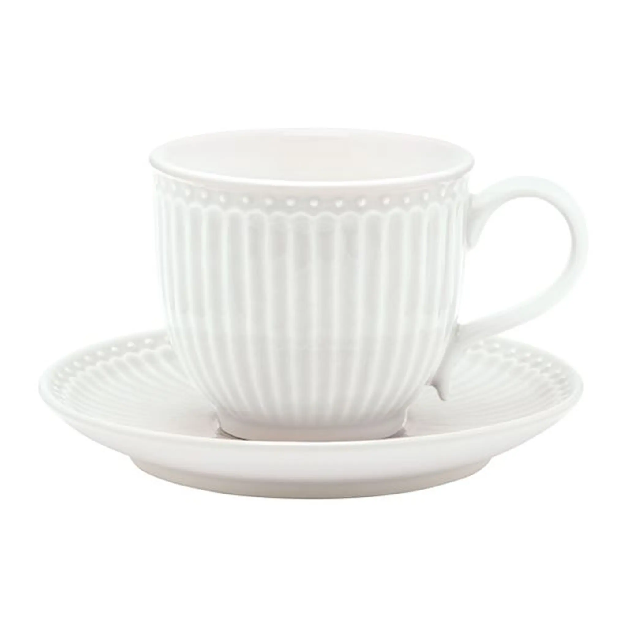 GreenGate Everyday Alice kopp med fat 20 cl white