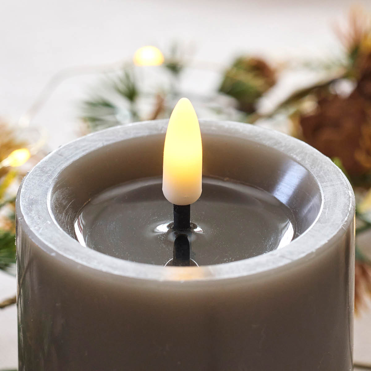 Edelweiss LED blockljus 7,5x15 cm taupe