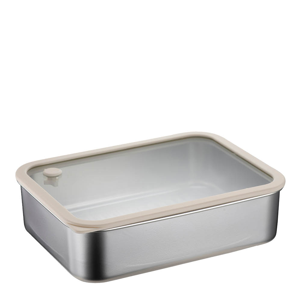 Modern House Smart Seal förvaringsburk 1,2 L stål/beige
