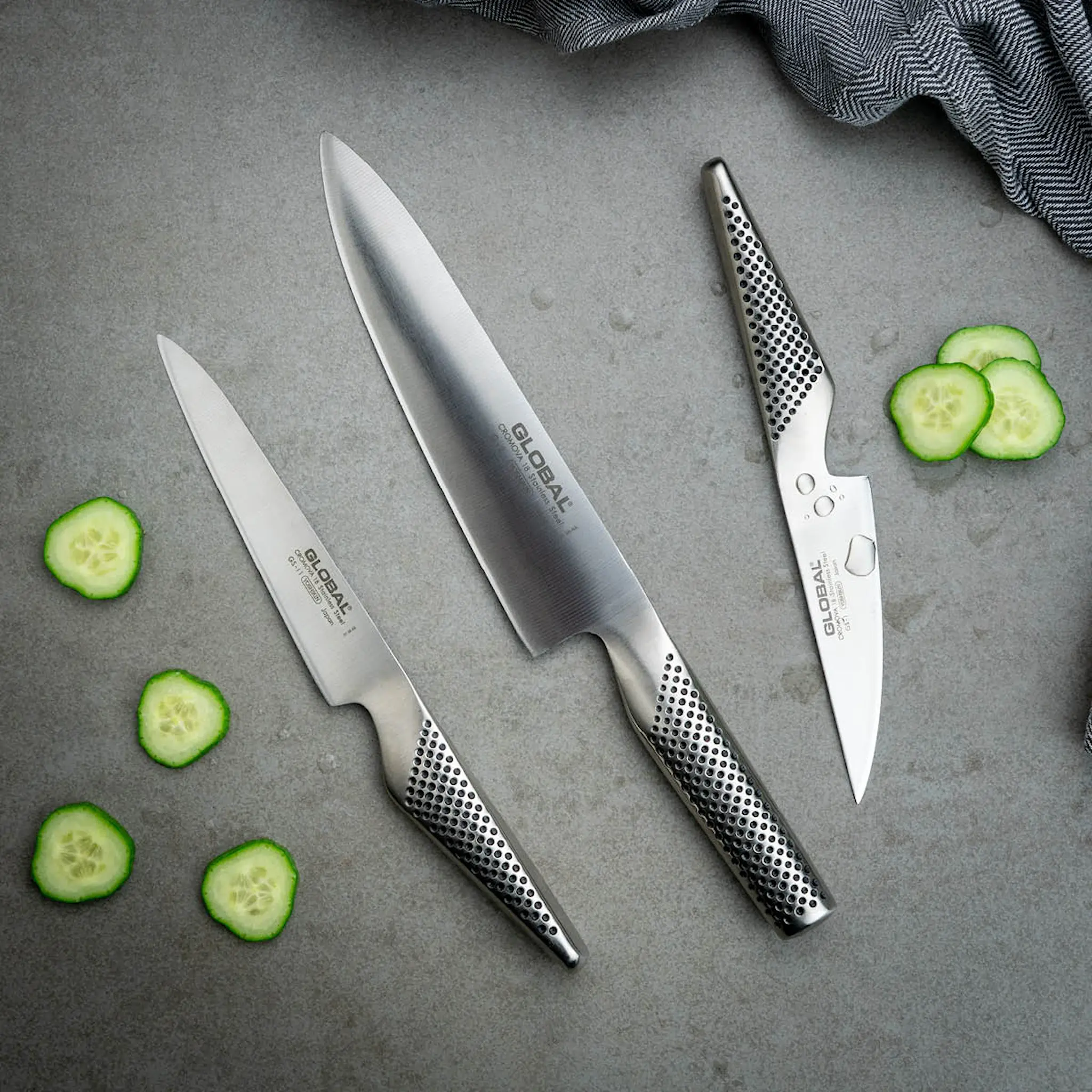 Global Classic knivsett 3 deler G-2/GS-1/GS-11 hover