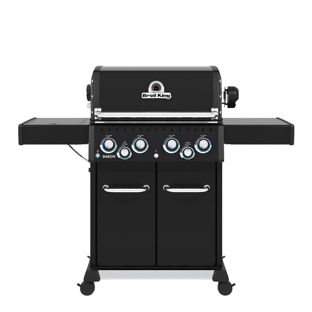 Broil King - Baron 490 Shadow Kaasugrilli, 4 poltinta, sivukeitin, varraspaahdin