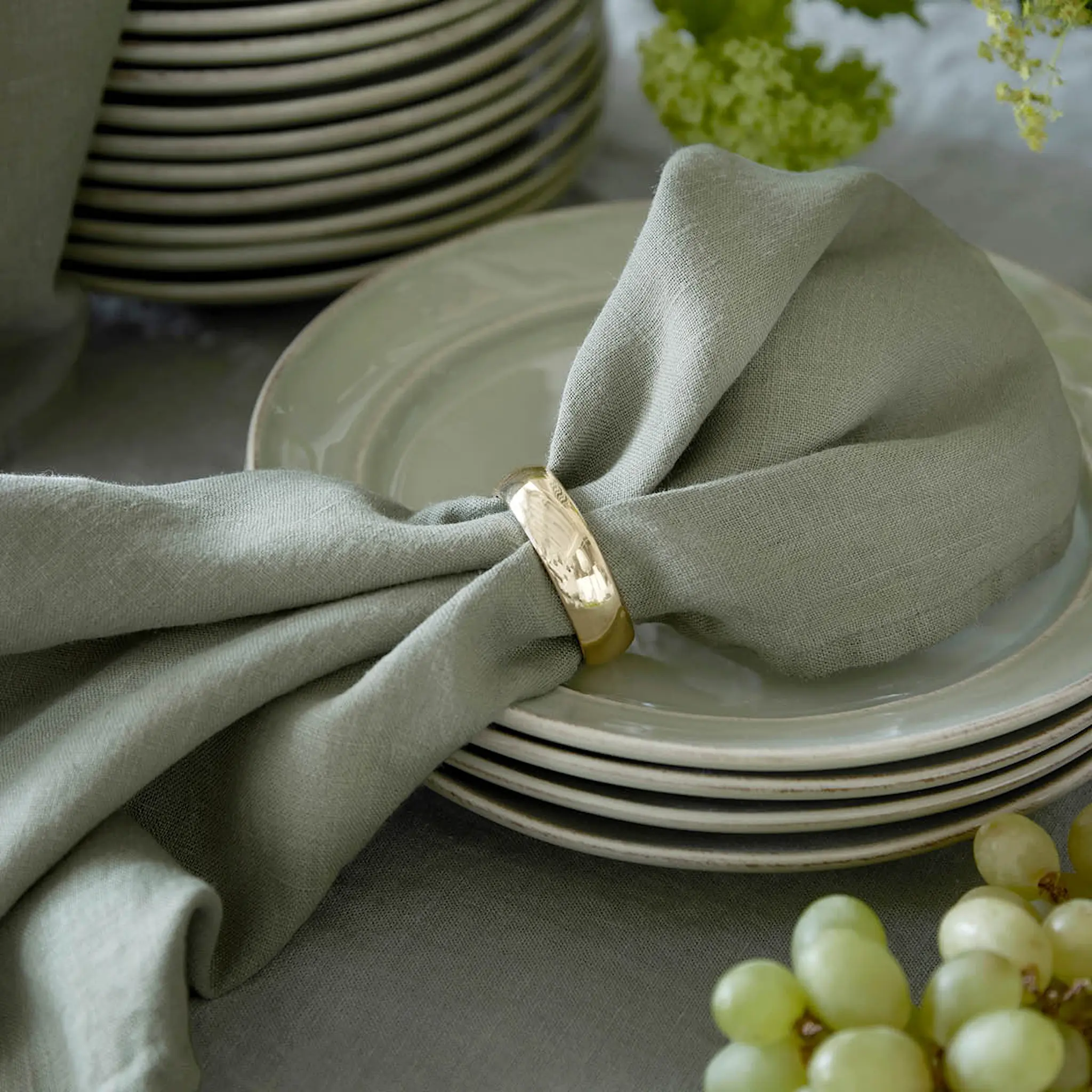 Himla Sunshine servett linne 45x45 cm 4-pack sage