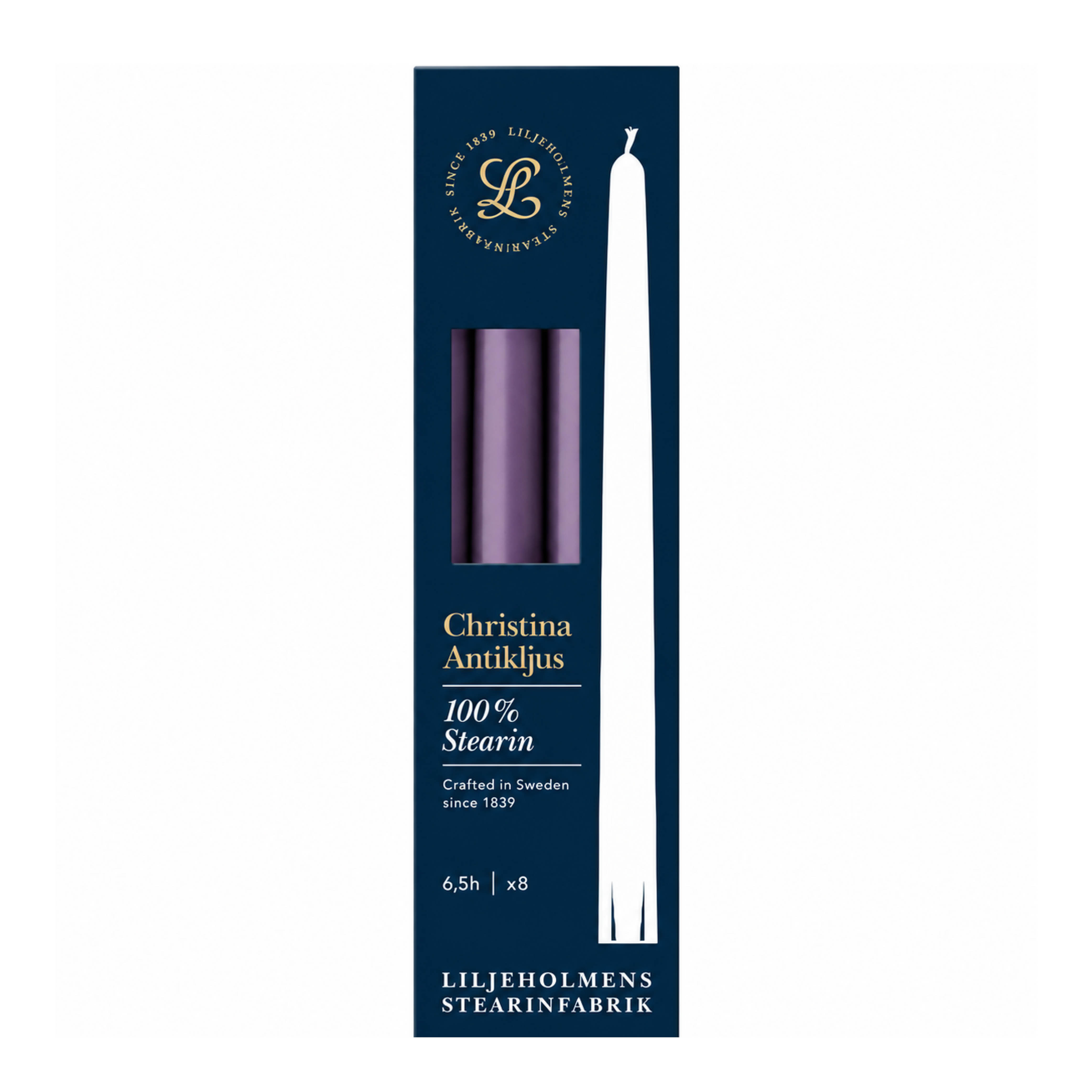 Liljeholmens Christina antikljus 26 cm 8-pack aubergine