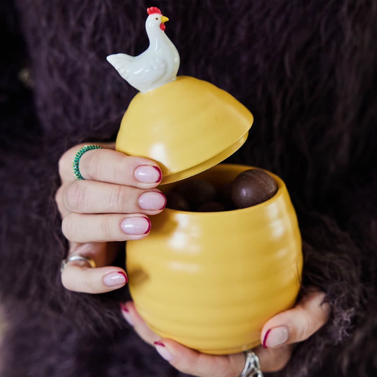 Sagaform Ellen Hønkrukke med lokk 11 cm gul