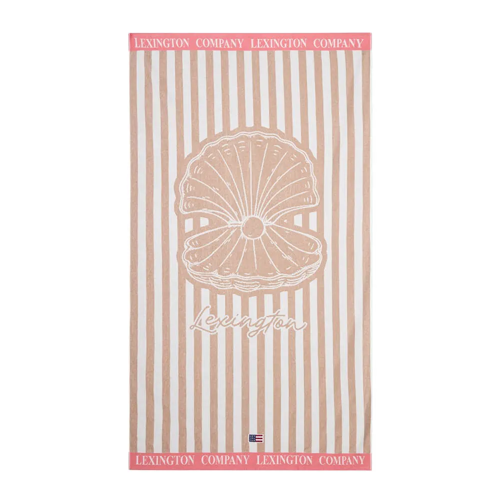 Strandhåndkle 180x100 cm velur/frotté beige/hvit/rosa