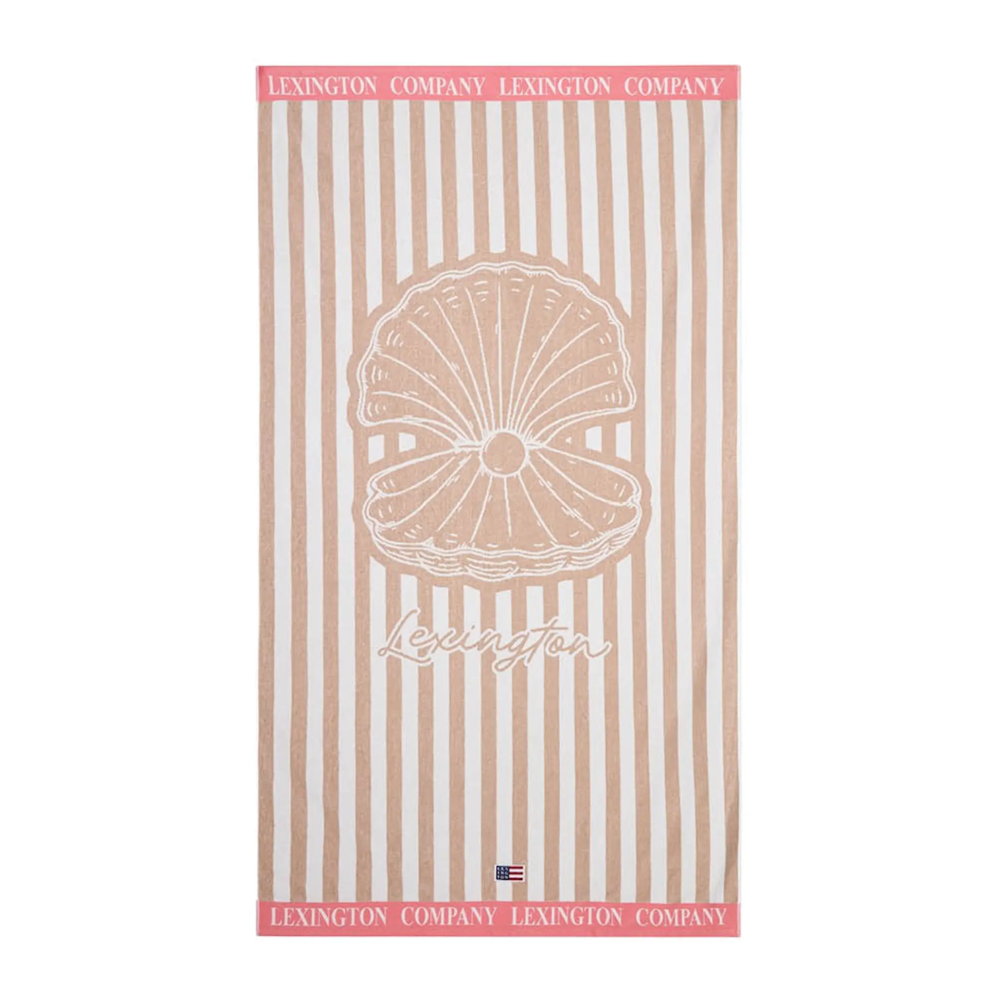 Lexington Strandhåndkle 180x100 cm velur/frotté beige/hvit/rosa