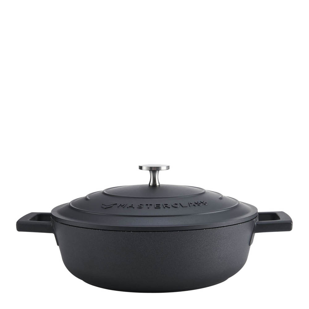 MasterClass Cast Aluminium låg gryta 2,5 L svart