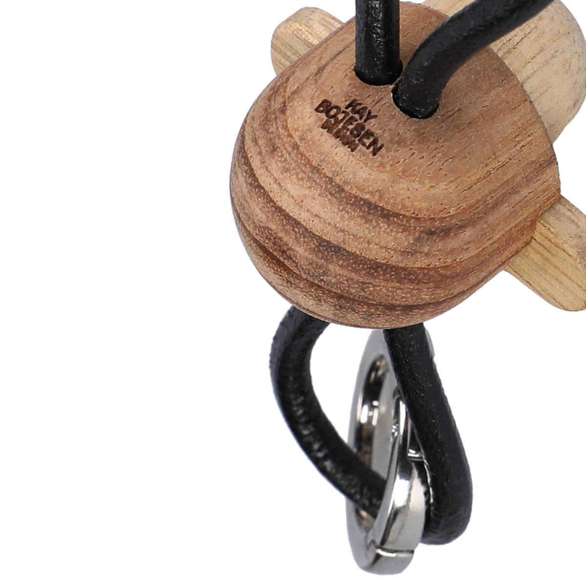 Kay Bojesen Denmark Ape nøkkelring 3 cm sølv/svart/teak/limba