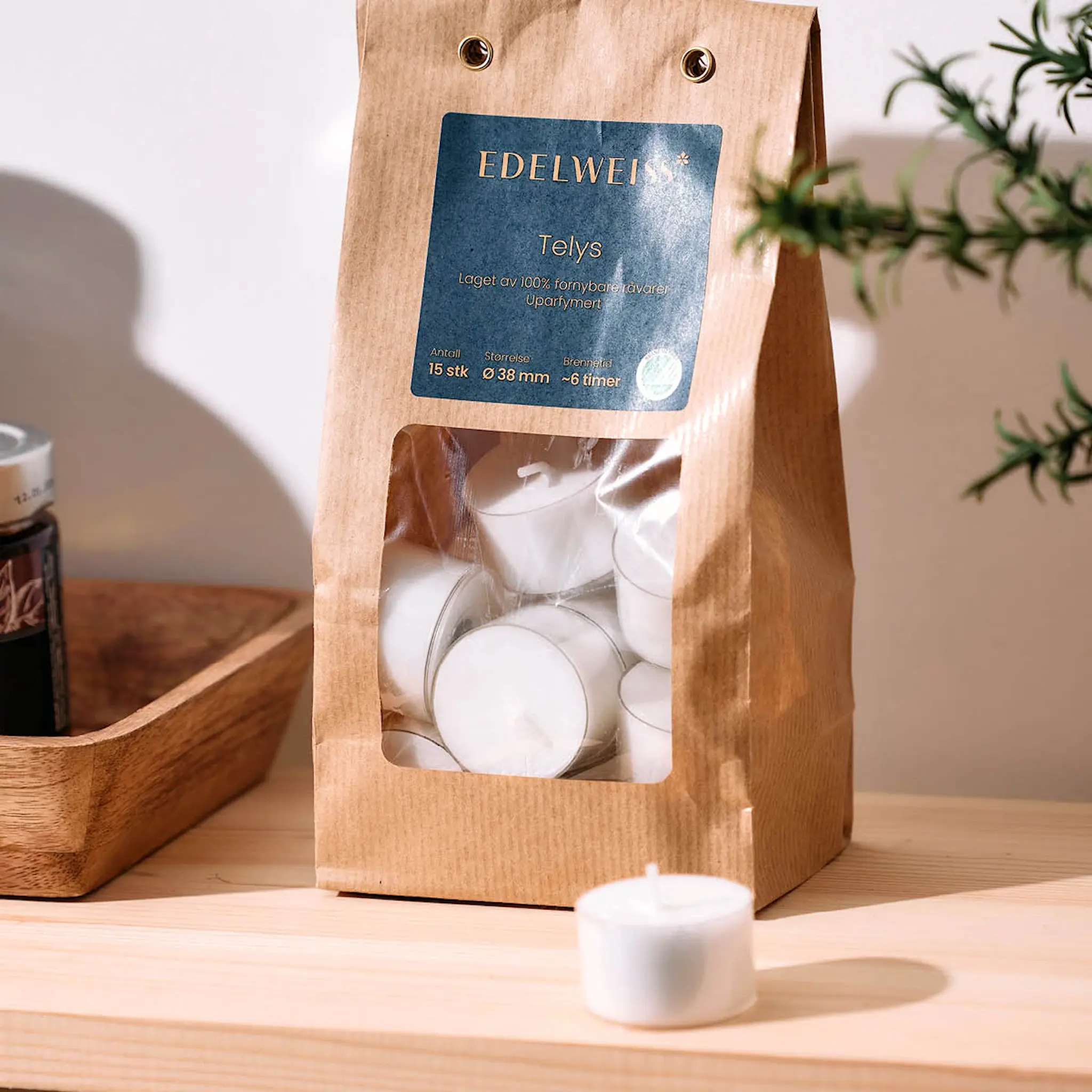 Edelweiss Tuikkukynttilät 15 kpl valkoinen