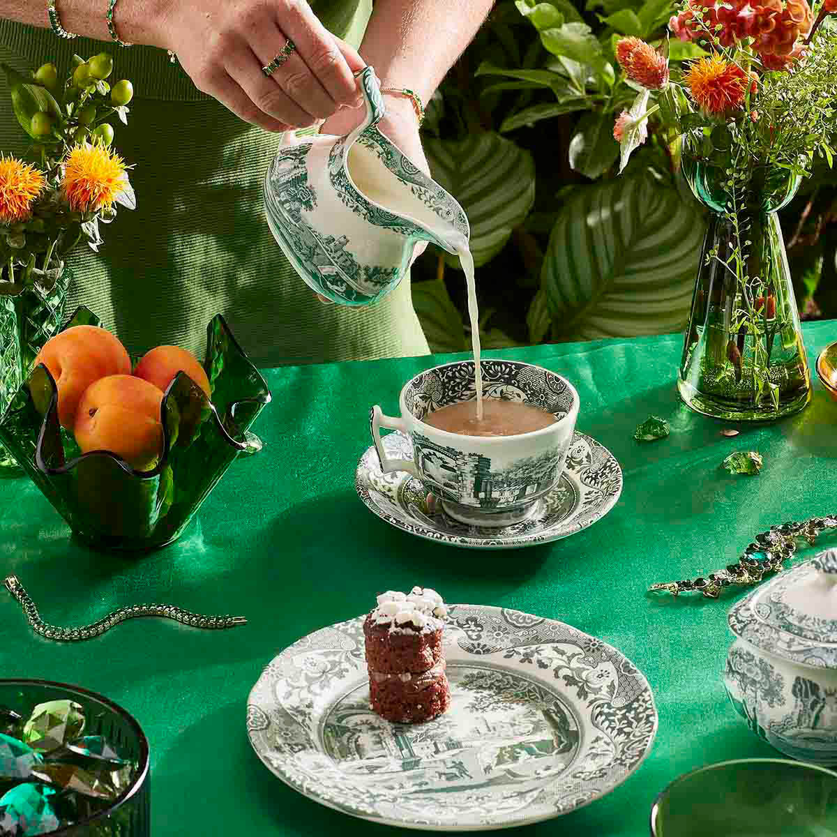 Spode Heritage Green Italian gräddkanna 22 cl grön/vit