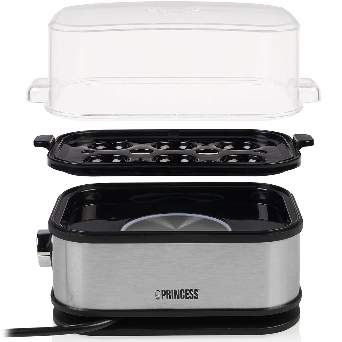 PRINCESS Äggkokare för 6 ägg 400W rostfritt stål