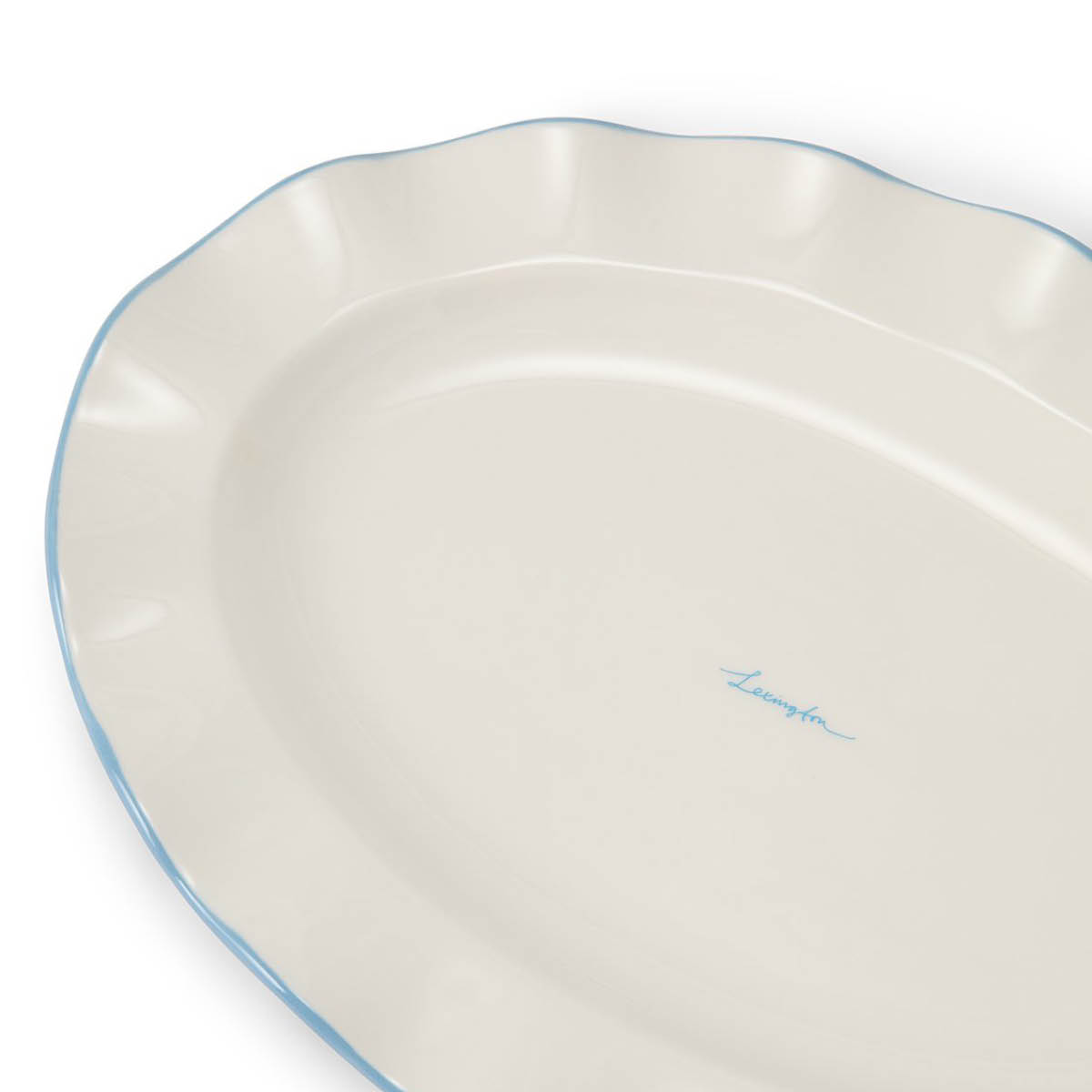 Lexington Serveringsfat med vågig kant 22x30 cm vit/blå