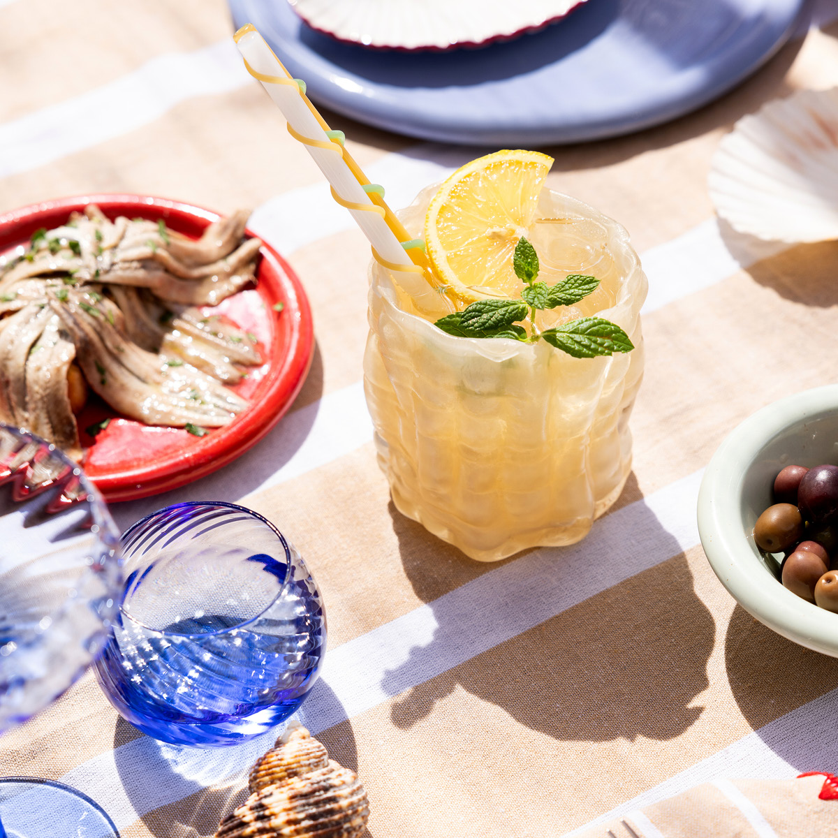 ByOn Straw celebrate sugrör långa 4-pack blå/vit/gul