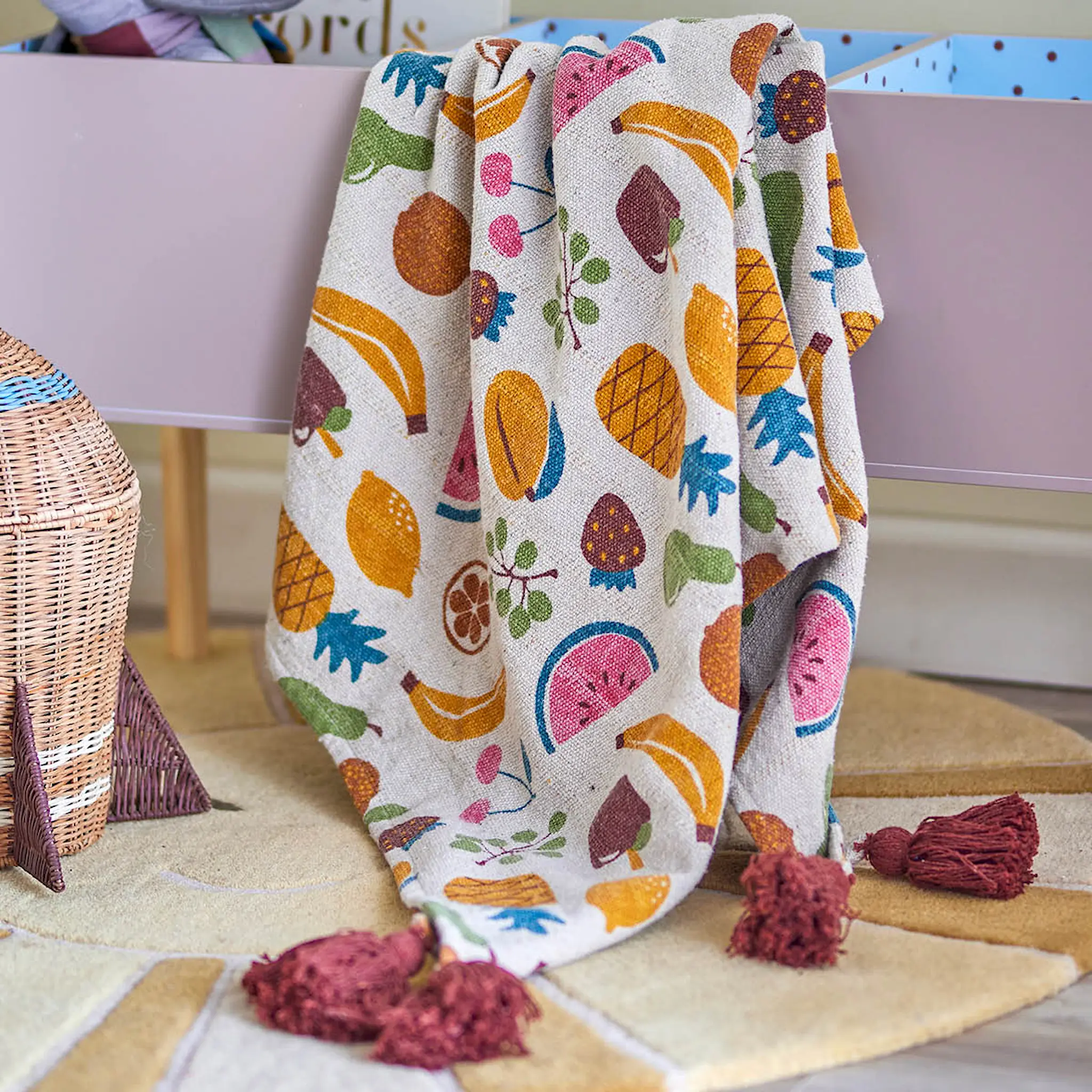 Bloomingville MINI Fruitta pledd 160x130 cm frukt