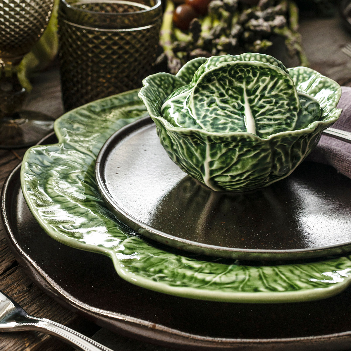 Bordallo Pinheiro Cabbage Vati 30,5 cm Vihreä